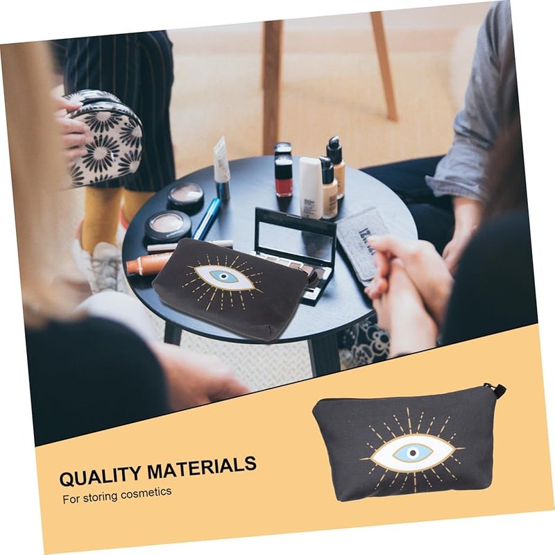 Black Water Resistant Cosmetic Pouch Travel Makeup Organizer Toiletry Bag for Women - Image 3